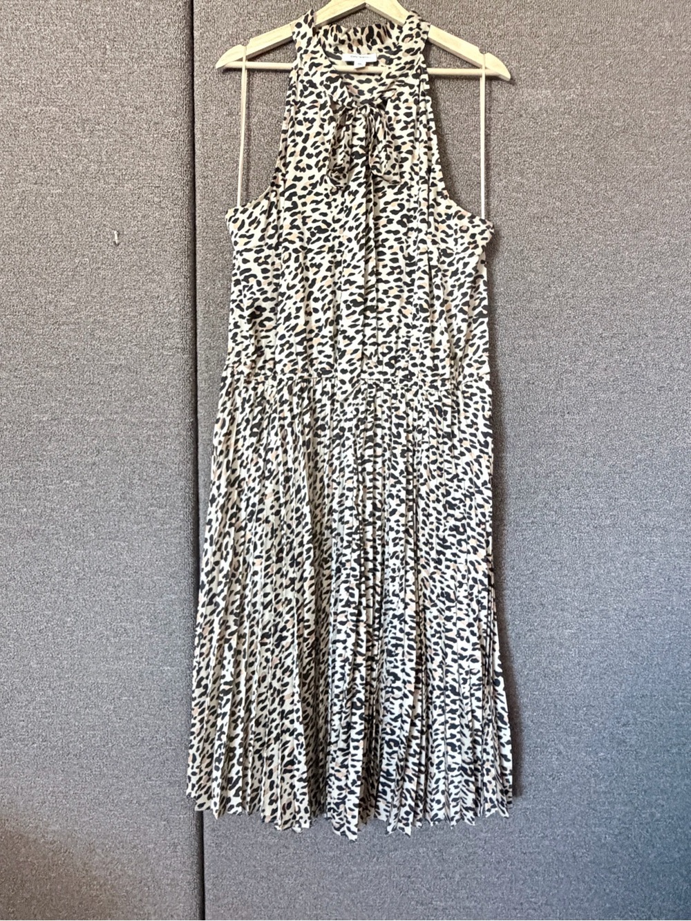 On 34th Leopard Print Pleated Tie-Neck Midi Dress XXL | NWOT